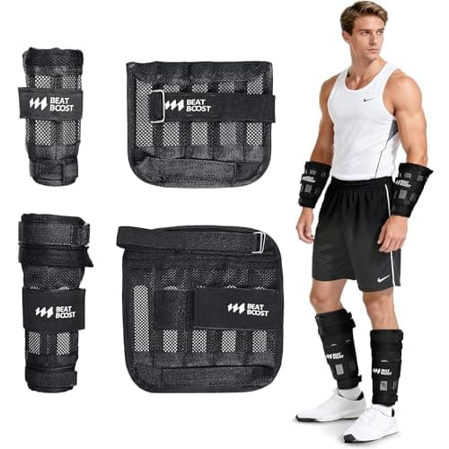 BeatBoost Ankle Wrist Weights 25lb Adjustable Leg Arm Weights for Men Walking Pilates Exercise Workout Gym Aerobics
