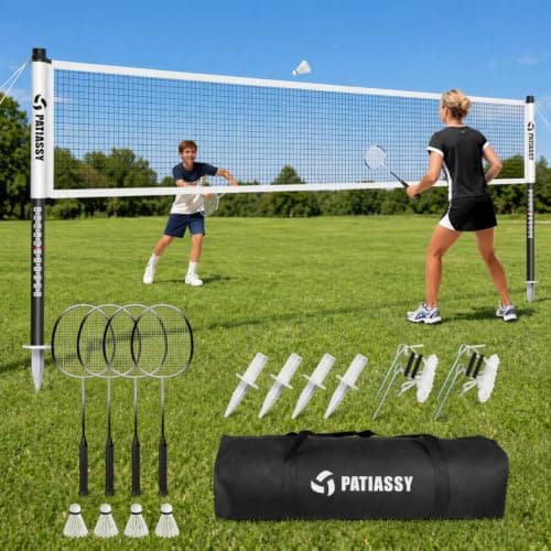 Patiassy Complete Badminton Set for Backyard Outdoor Badminton Net & Racket