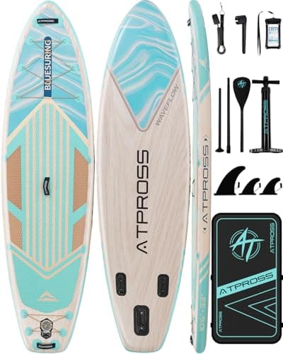 10'6''x33''Inflatable Stand Up Paddle Board, 400lbs Extra Ultra-Light Blow Up Paddle Board, Premium SUP Accessories Kit & Backpack, Non-Slip Stable Deck Boat for Yoga Fishing Surf