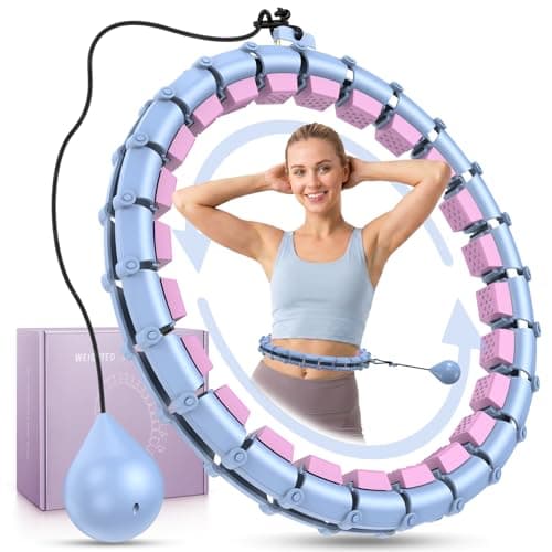 Weighted Infinity Hoop with 24 Detachable Quiet Knots, Hula Circle Hoop for Adults Weight Loss, Exercise Fit Hoop Suitable for Women and Beginners, Smart Adjustable Hoops, Blue and Purple