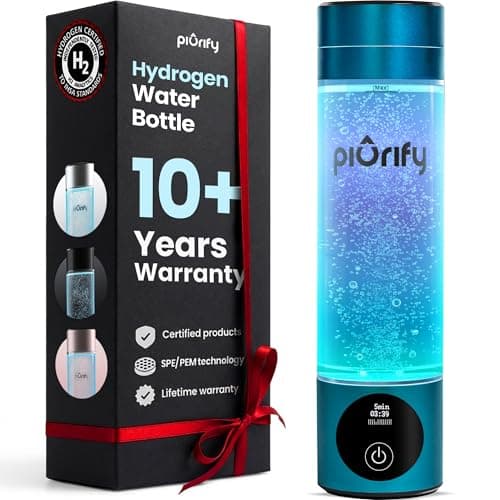 PIURIFY Hydrogen Water Bottle Generator | Up to 6300+ PPB in 3 Cycles | Molecular Hydrogen with SPE/PEM Technology | Certified H2 Generator | Rechargeable | Extended Warranty | 10 oz (Turquoise)