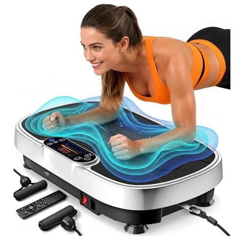Vibration Plate Exercise Machine for Weight Loss and Lymphatic Drainage - 330lbs Capacity Vibrating Platform for Home Gym Workout, Full Body Shaker Pilates Equipment with Loop Bands for Women and Men