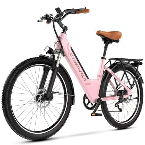 YorkE 26“ Electric Bike for Adult,1000W Peak, up 80 Miles Removable Battery Ebike,Adult Electric Bicycles for All Terrain,Men Women E Bike, 7-Speed, Pink