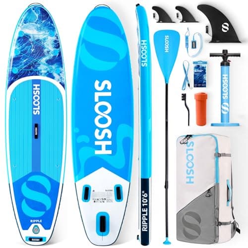 SLOOSH Inflatable Stand Up Paddle Board, 10'6" Paddle Boards with Premium Accessories, Non-Slip EVA Deck, Ultra-Light Carry Bag Pump, Ripple SUP for Youth & Adults of All Skill Levels
