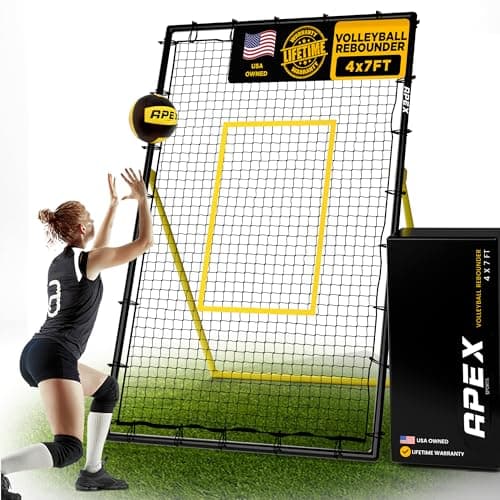 Apex Sports Adjustable Volleyball Rebounder Net 7x4 ft – Bounce Back Training Equipment with Angle Customization for Practicing Volleying, Bumping, Spiking – Durable & Portable with Travel Bag (AP004)