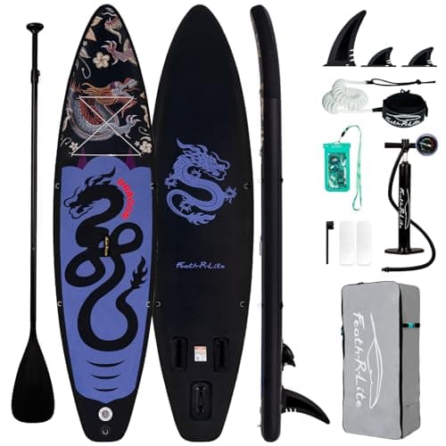 FunWater 11'×33"×6" Inflatable Stand Up Paddle Board with Premium SUP Paddleboard Accessories, Wide Stable Anti-Slip EVA Deck,Paddle Boards for Adults & Youth of All Skill Levels
