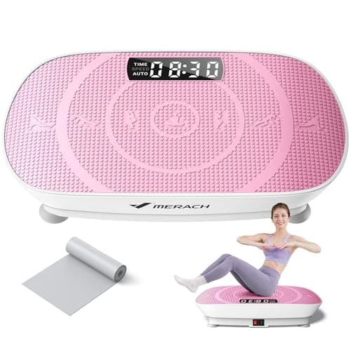 MERACH Vibration Plate Exercise Machine, Whole Body Workout Equipment for Women, Bluetooth and Silicone Pedal, Vibration Plate with Auto Mode, Vibrate Fitness Platform for Home (Pink)