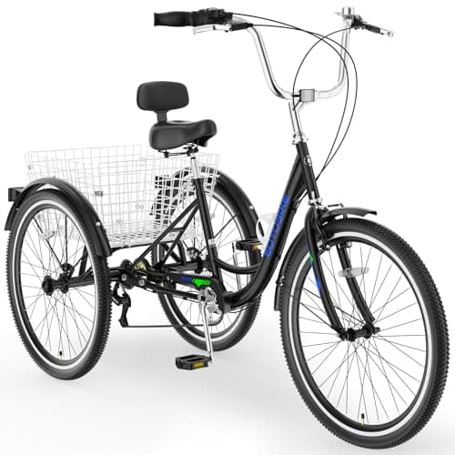 MOONCOOL Adult Tricycles 3 Wheel 7 Speed Trikes, 20/24/26 inch Adult Trikes 3 Wheeled Bike with Basket for Seniors, Women, Men