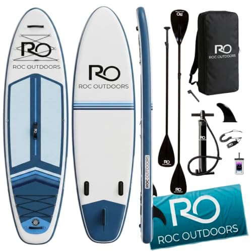 Roc Inflatable Stand Up Paddle Board 10' 6" with Premium SUP Paddle Board Accessories, Wide Stable Design, Non-Slip Comfort Deck for Youth & Adults (Ocean Current)