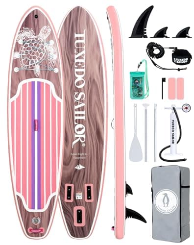 Tuxedo Sailor 11' Inflatable Stand Up Paddle Board with SUP Accessories, Anti-Slip EVA Deck and Large Fin, Paddle Boards for Adults & Youth of All Skill Levels