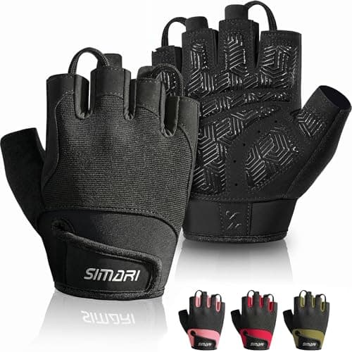 SIMARI Breathable Workout Gloves for Men & Women, Weight Lifting Gloves with Padded, Grip, Full Palm Protection, Gift for Gym Exercise, Cycling, Weightlifting Training, Fitness, Black, Size L