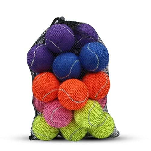 SHYUJAJIE Tennis Balls, 20 Pack Training Tennis Balls,High Elasticity Practice Tennis for Beginner, Exercise Playing Balls for Pet Dog (Multicolour)