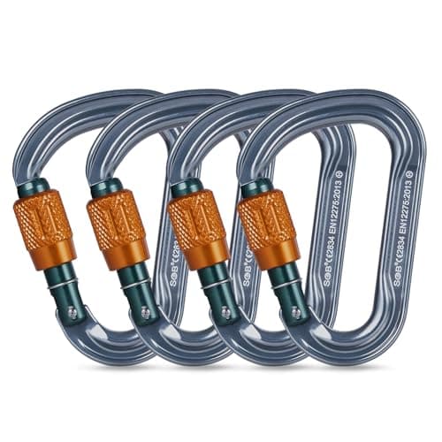 SOB Heavy Duty Carabiner Clips 4pcs-25KN-Auto Locking Climbing Carabiner, Industrial Strength Climbing Hooks for Keychains, Outdoor Gear, Backpacks, Hiking & Camping