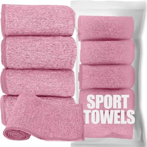 Vnoss Microfiber Quick Dry Gym Towel, Lint Free Odor-Free Absorbent Fiber, Fast Drying, Men & Women Workout Gear for Body Sweat, Working Out, Towels (Pink, 5Pack - 16 * 27Inch)