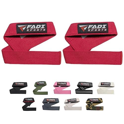 Fadi Sports Lifting Wrist Straps for Weightlifting, Bodybuilding, Powerlifting & Deadlifts – 24 Inch Cotton Straps with Padded Neoprene for Strength Training & Grip Support (Red)