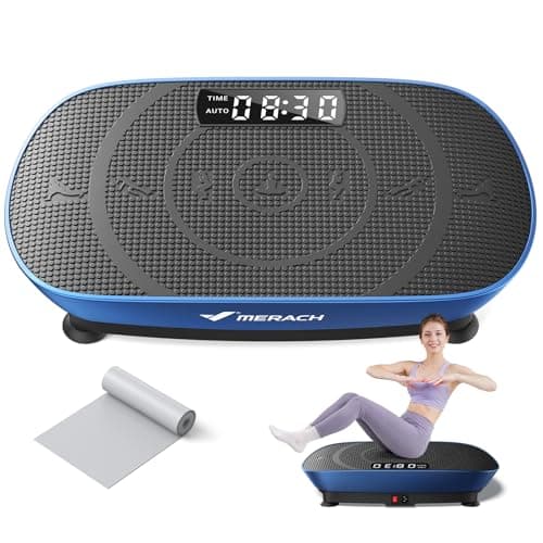 MERACH Vibration Plate Exercise Machine, Whole Body Workout Equipment for Women, Bluetooth and Silicone Pedal, Vibration Plate with Auto Mode, Vibrate Fitness Platform for Home (Blue)