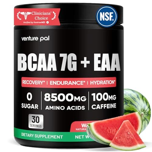 Sugar Free 7g BCAA + EAA Powder | Supports Muscle Recovery, Growth, Strength & Endurance – 9 Essential Amino Acids with L-Glutamine, Caffeine, Vitamin & Electrolyte for Energy & Hydration, Gluten Free