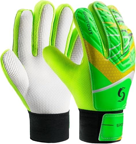 Sportout Kids Goalkeeper Gloves, Soccer Goalie Gloves with Double Wrist Protection and Non-Slip Wear Resistant Latex Material to Prevent Injuries