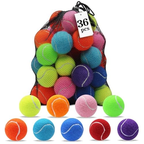 Magicorange Tennis Balls, Practice Training Balls for Beginners, Playing Ball for Dogs with Mesh Bag (Multicolor, 36 Pack)