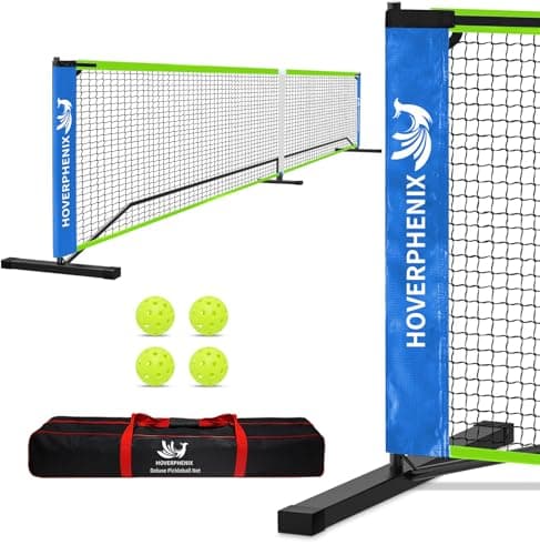 Pickleball Net for Driveway with 22FT Regulation Size Pickleball Net, 4 Outdoor Pickleballs and Carry Bag, Weather Resistance Strong Steel Frame