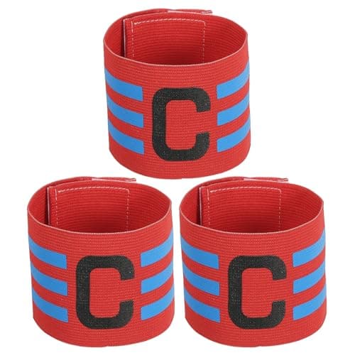 MECCANIXITY Soccer Captain Armband, Nylon Captain Arm Bands for Soccer Elastic Captain C Arm Band Sports Captain Armbands for Football Team Training Youth & Adult Red, Pack of 3