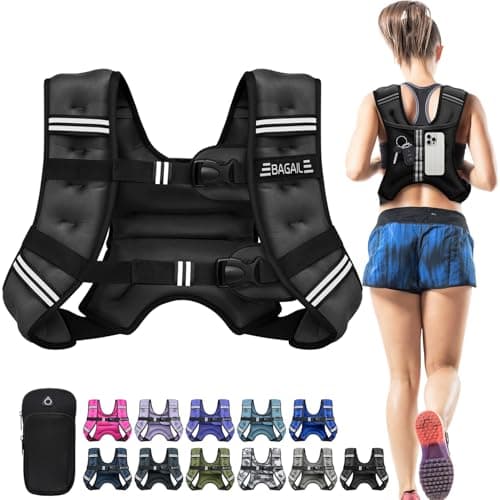 BAGAIL Comfort-Fit Weighted Vest for Woman, Even Weight Distribution, Faster Weight Loss, No-Chafe or Bounce for Walking & Running with Detachable Phone Pouch & Reflective Stripes (Available 5-30lbs)