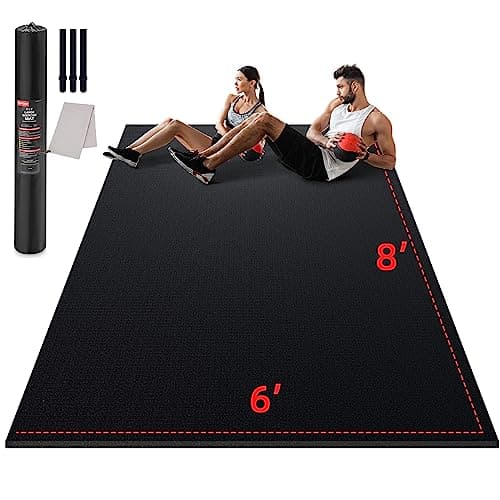 GymCope Large Exercise Mat for Home Workout,12‘x6’/10'x6'/9'x6'/8'x6'/7'x5'/6'x4' (7mm) Extra Thick Workout Mat, High-Density Gym Mat for Cardio, Jump Rope, MMA, Weights (Shoe-Friendly)