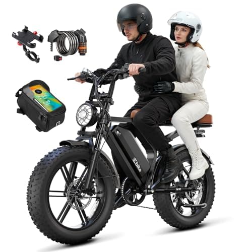 Electric Bike for Adults, Peak 1500W Motor Retro Ebike, 32MPH 65Miles, 48V 15Ah Removable Battery, 20"x4" Fat Tires with Frame Bag/Holder/Lock, Full Suspension, Off-Road E Bike for City Commuting