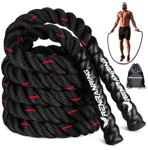 Jump Rope, 5LB Weighted Jump Rope for Fitness, 9.8ft Heavy Jumping Ropes for Exercise, Adult Workout Rope for Men & Women Improve Strength, Skipping Rope for Gym Training, Home Workout