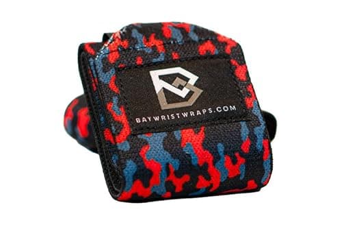 Bay Wrist Wraps Weightlifting Workout Wrist Brace - Adjustable, One Size Fits All - Comfort Wrist Wraps for Weightlifting with Thumb Loop, Lifting Wrist Straps in Orange Camo - 18-inch Wrist Wrap