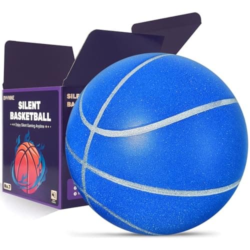 BYYNNE Silent Basketball Size 7 (29.5") – Noiseless Indoor Basketball for Quiet Dribbling and Indoor Training, Pro Grooved Airless PU Foam Basketball – Real Feel Higher Bounce Quieter (Blue)