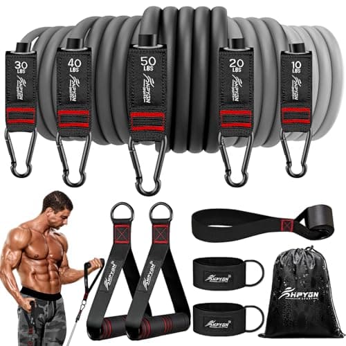 Resistance Bands 300lbs, Heavy Duty Workout Bands, Exercise Bands with Handle, Fitness Bands with Carry Bag, Door Anchor, Legs Ankle Straps for Muscle Training, Physical Therapy, Shape Body