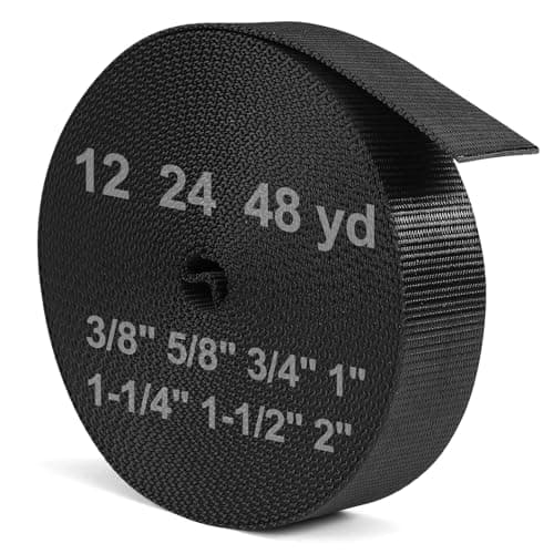 BEYOURD Webbing, Heavy Duty Webbing Straps, Extra Thick Flat Strapping for Outdoor DIY Gear Repair, Black (1-1/4" x 24 Yard)