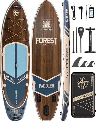 10'6''x33''Inflatable Stand Up Paddle Board, 400lbs Extra Ultra-Light Blow Up Paddle Board, Premium SUP Accessories Kit & Backpack, Non-Slip Stable Deck Boat for Yoga Fishing Surf