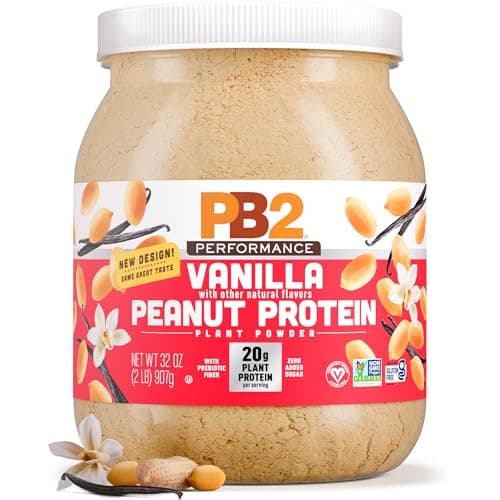 PB2 Performance Peanut Plant Based Vegan Protein Powder | 20g Complete Protein, No Added Sugar, Prebiotic Fiber | Dairy Free, Certified Vegan, Non-GMO, Gluten Free [Peanut w/Madagascar Vanilla, 2LB]