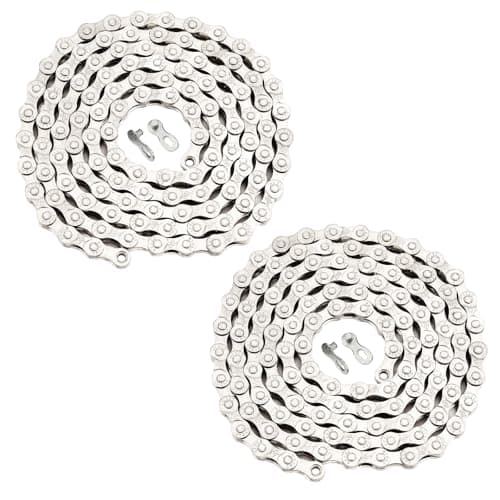 2Set-6/7/8 Speed Bike Chain,Suitable for Road Bicycles,Mountain Bike Accessories,Full Silver Plating,116 Links,Compatible with Shimano/SRAM Mountain, Road Bike,Magic Buckle