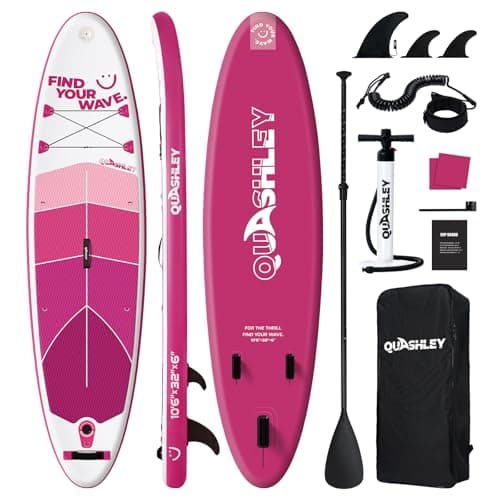 Quashley Inflatable Paddle Board Ultra-Portable Inflatable SUP Board with All Paddleboards Accessories and 10L Waterproof Bag -Lightweight Design for Easy Travel and Storage