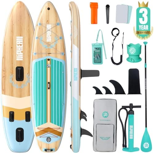 Niphean (Extra Large) Inflatable Paddle Board, SUP for 2+1 People/Family 500lbs Capacity Stand Up Paddle Board with SUP Accessories, StabilTrac Fin Non-Slip Paddleboard for Adults-Mint
