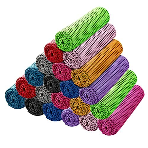 Ponpon 30pcs Cooling Towel Ice Towel Cooling Towels for Neck and Face Microfiber Cooling Towel for Gym, Travel, Yoga, Camping, Running, Outdoor Sport (10 Colors)