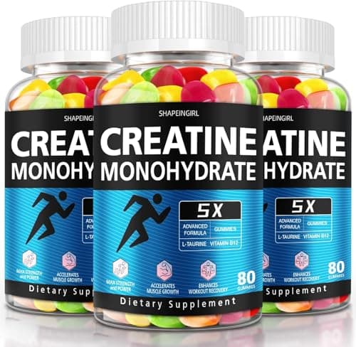 SHAPEINGIRL Creatine Monohydrate Gummies for Women and Men - Creatine Supplements with Vitamin B12 for Muscle Gain, Strength, Energy Boost, Sugar Free, Vegan, Flavored Chewable 240 Count