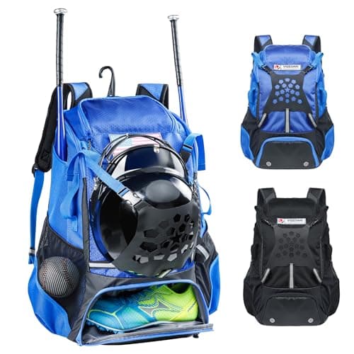 VIGEGARI Youth Baseball Backpack for Boys, Bat Bag, Softball Bag, T-Ball, Softball Equipment & accessories for Bat, Glove Holder, Helmet, Shoes Compartment, Baseball Gifts for Youth and Adults.