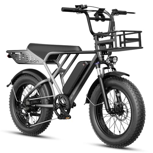 Jasion RetroVolt Electric Bike for Adults, 2000W Peak - 30MPH Electric Dirt Bike, 48V13AH Battery, 70Miles Max Range Electric Motorcycle, 20'' X 4'' Fat Tire All-Terrain E-Bike