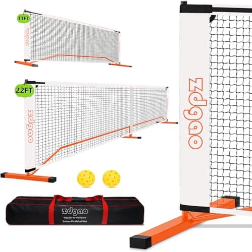 Portable Pickleball Net, Regulation Size 22FT and 11FT Half Court Size 2-in-1 Pickle ball Net with 2 Pickleballs and Carry Bag for Driveway, Backyard, Street, Weather Resistance Steady Steel Frame