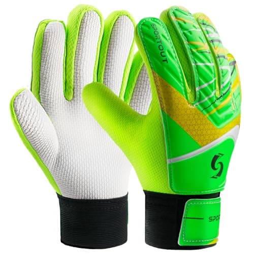 Sportout Kids Goalkeeper Gloves, Soccer Goalie Gloves with Double Wrist Protection and Non-Slip Wear Resistant Latex Material to Prevent Injuries
