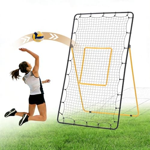 NEWBULIG Volleyball Rebounder Net 7x4 ft, 5-Angle Adjustable Bounce Back Training Equipment, Durable Net for Practicing Volleying, Bumping, Spiking, Easy Setup & Portable Travel Bag for Storage, Black