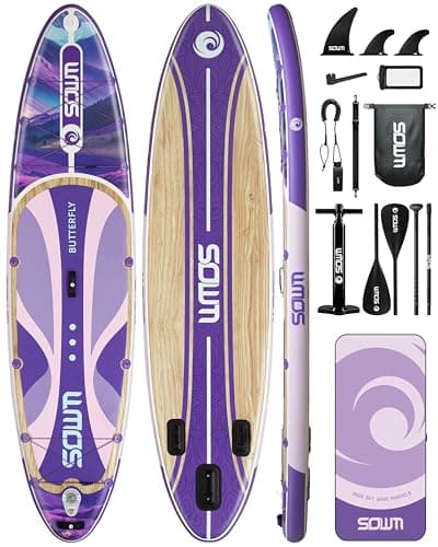 SOWM Inflatable Paddle Boards 11'x33'' with Sup Accessories, Stand Up SUP Paddle Board Inflatable for Adults Youth, Extre Wide & Non-Slip Deck Design Sup of All Skill Levels