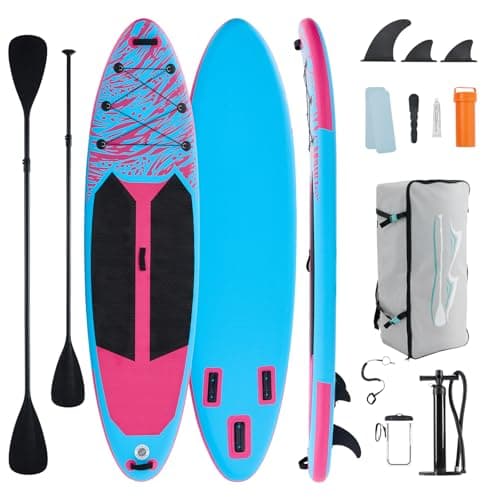 Sweetcrispy Inflatable Stand Up Paddle Board with Premium SUP Paddleboard Accessories,Wide Stable Design,2-in-1 Paddle,Non-Slip Comfort Deck for Adults & Youth of All Skill Levels