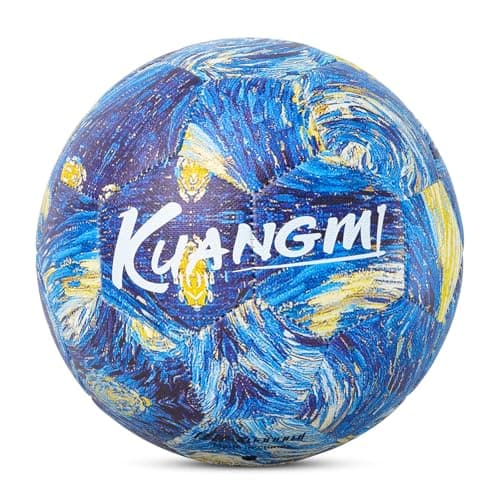 Kuangmi Soccer Ball, Official Size 5 Match Ball, Youth & Teenager & Adult Soccer Players, Sports Training Playing Practice Game Ball(Van Gogh)