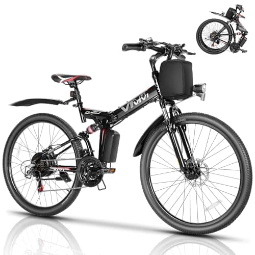 Vivi M026TGB Electric Bike 26" Electric Bike for Adults, 500W Motor Folding Electric Mountain Bike, 48V Removable Battery Ebike, 21 Speed Ebike, Top 19.8Mph, Up to 50 Miles, SGS Certified to UL2849