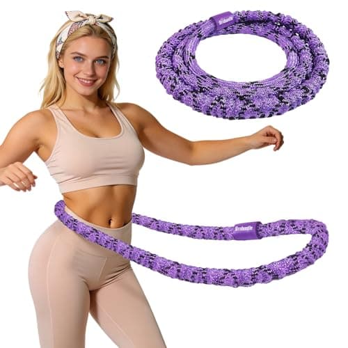 Brobantle Soft Fitness Spring Hoop for Women Weight Loss, 3.3 lbs Weighted Exercise Infinity Hoop, Foldable and Portable Hula Circle Hoops for Home Travel (Purple)